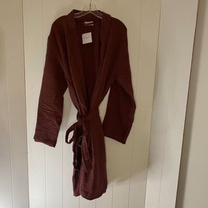 Parachute Womens Gauze Robe Tie Waist Long Sleeve Mulberry Large NWT